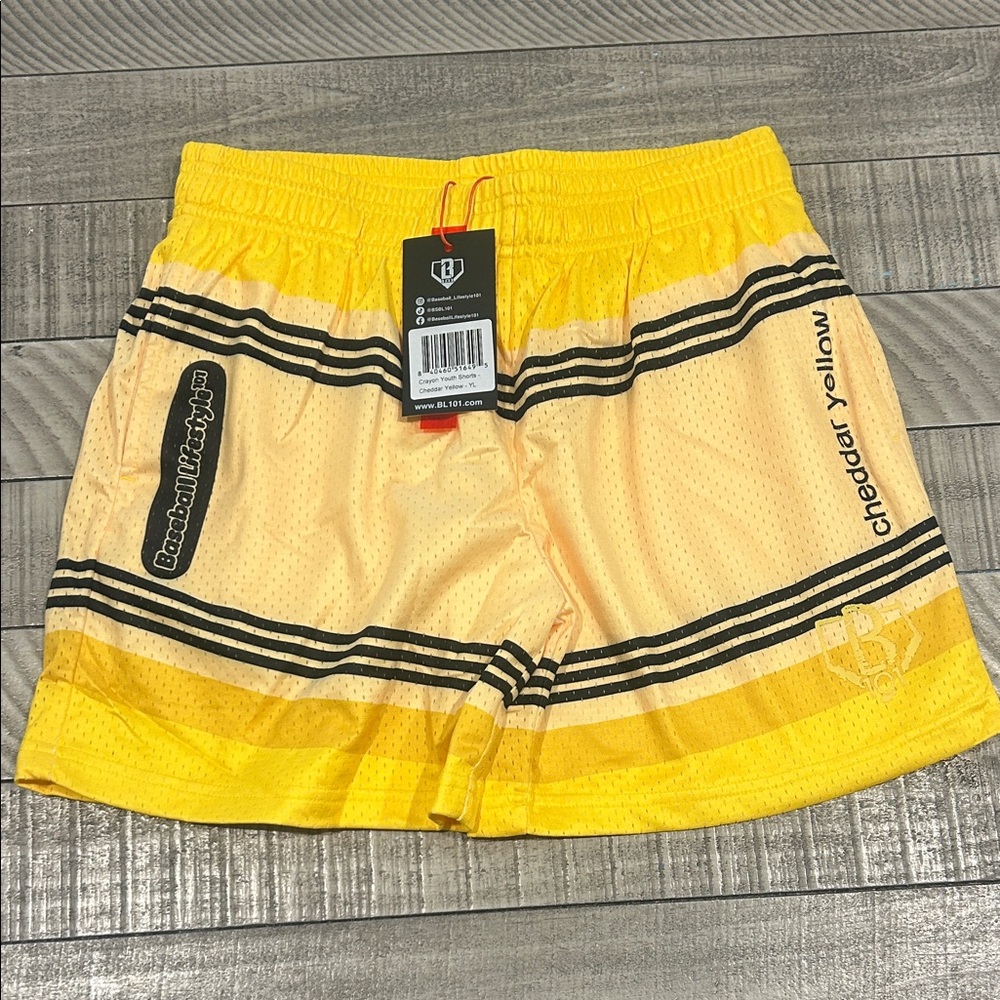 Cheddar Yellow Kids' Casual Mesh Shorts with Stripe Detail